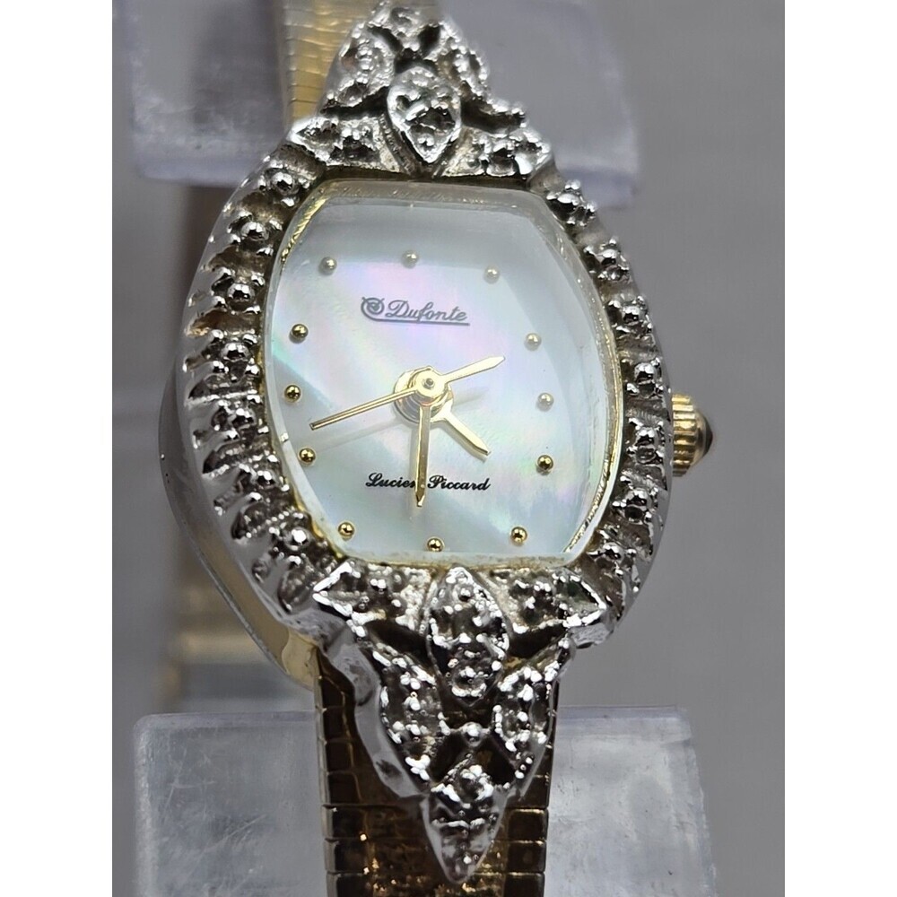 Dufonte Lucien Piccard Womens Diamond Watch Gold Tone Dainty Dress New Battery - Picture 5 of 14